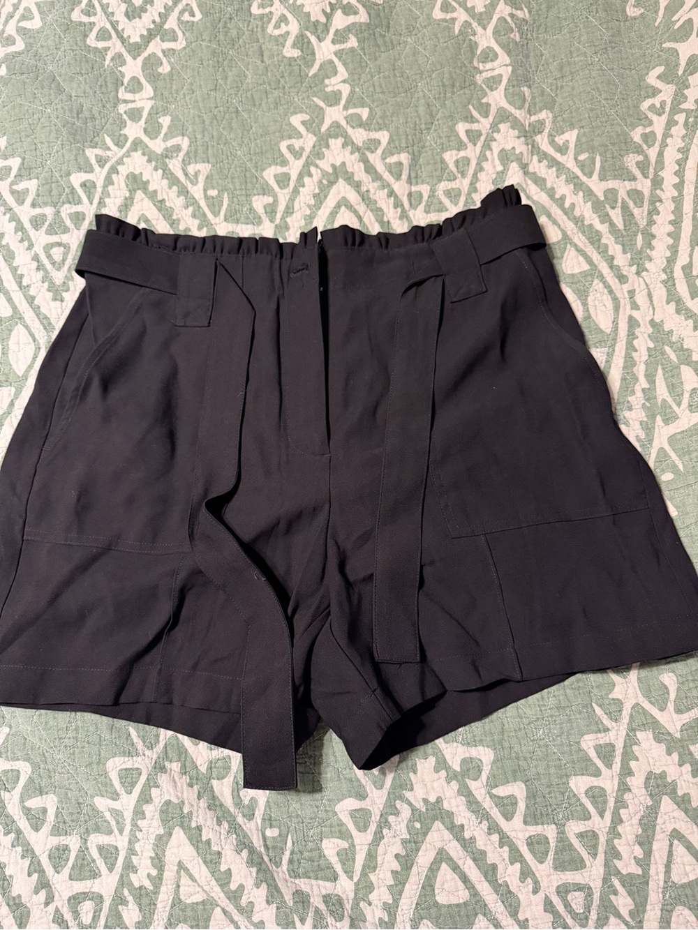 Nine West Black High-Waist Tie-Front Shorts